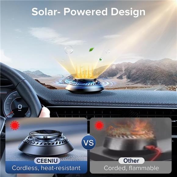 DIY Car Air Fresheners, UFO Full-Aluminum Alloy Solar-Powered Rotary Design - Picture 3 of 6